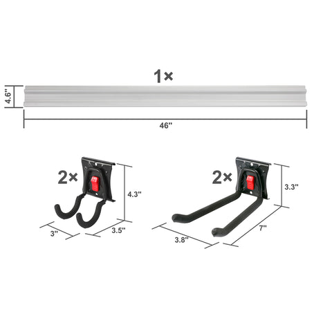 Image of Quick Release 5-piece Snap Rail Kit Garage Organizer System