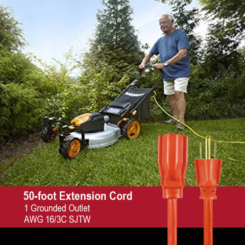 Image of 3 Prong Orange Single Outlet Outdoor Extension Cord