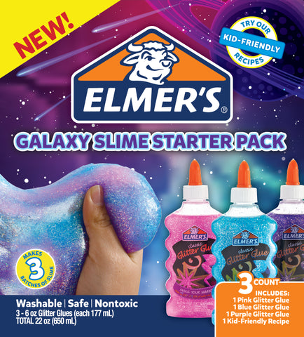 Image of Slime Starter Kit with Purple, Pink & Blue Glitter Glue, 6 Ounces Each, 6 Count